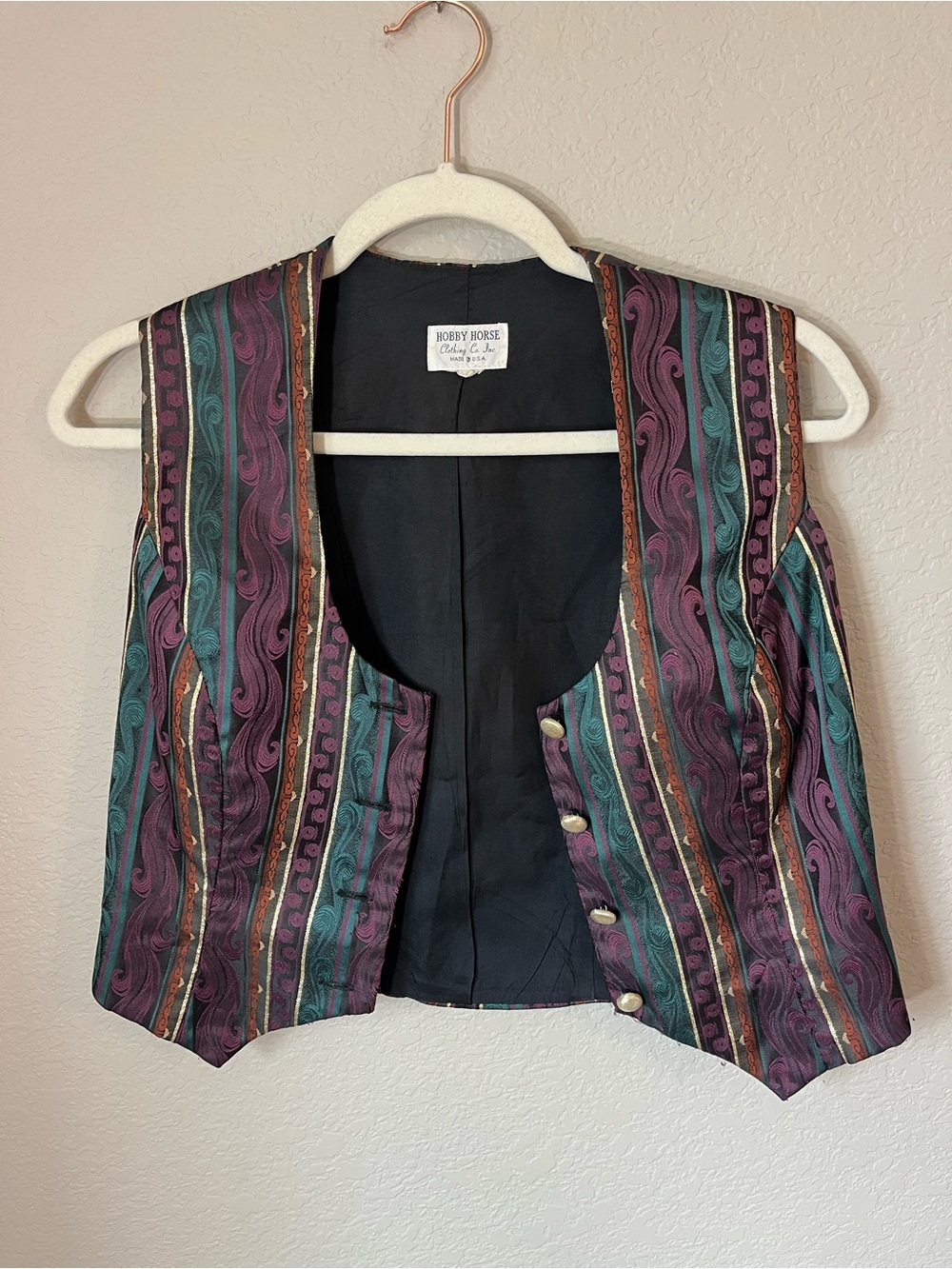 Vintage Hobby Horse Western Show Vest USA Made Brocade Rodeo Cowgirl SMALL